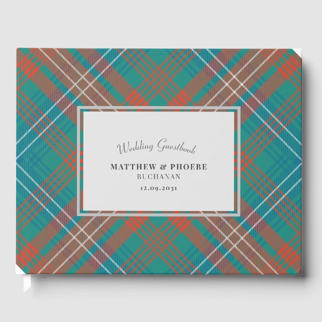 Custom Tartan Rustic Wilson Plaid Wedding Guest Book (Front)