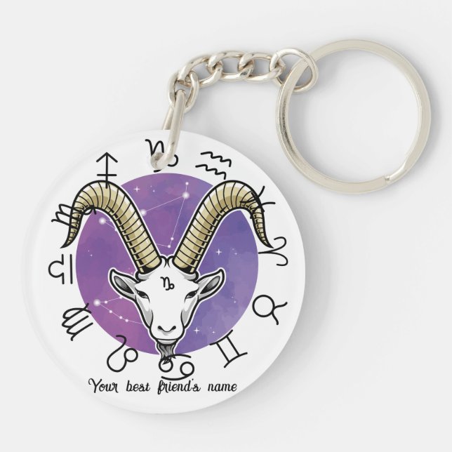 Custom Taurus & Capricorn Zodiac Keychain (Back)