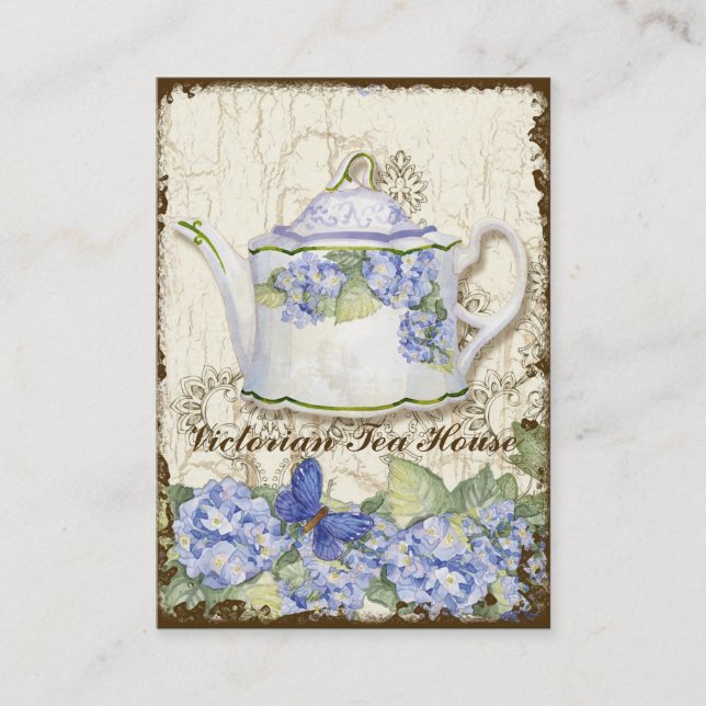Custom Tea Coffee Shoppe Elegant Business Cards (Front)