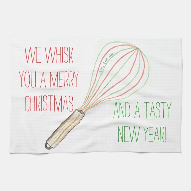 Custom Tea Towels - Whisk You A Merry Christmas (Horizontal)