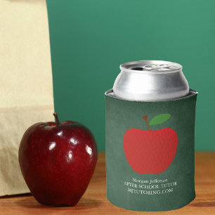 Custom Teacher Apple Chalkboard Cute School Tutor Can Cooler