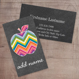Custom Teacher Apple with Trendy Chevron Pattern Business Card