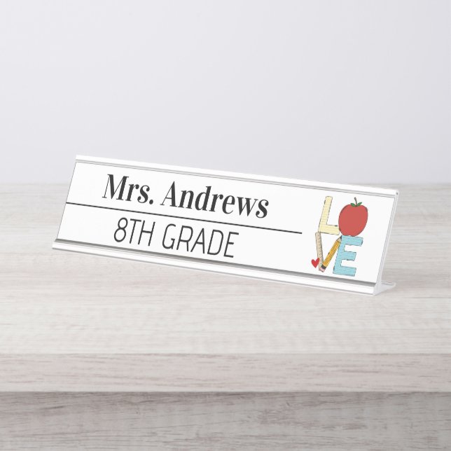 Custom Teacher Appreciation Back To School Gift Desk Name Plate (Front)