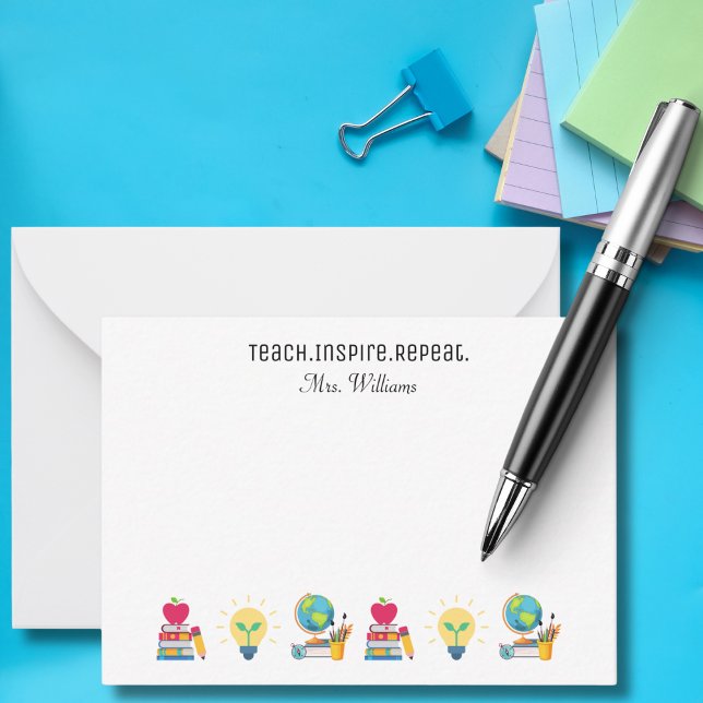 Custom Teacher Appreciation -Teach Inspire Repeat  Card (Creator Uploaded)