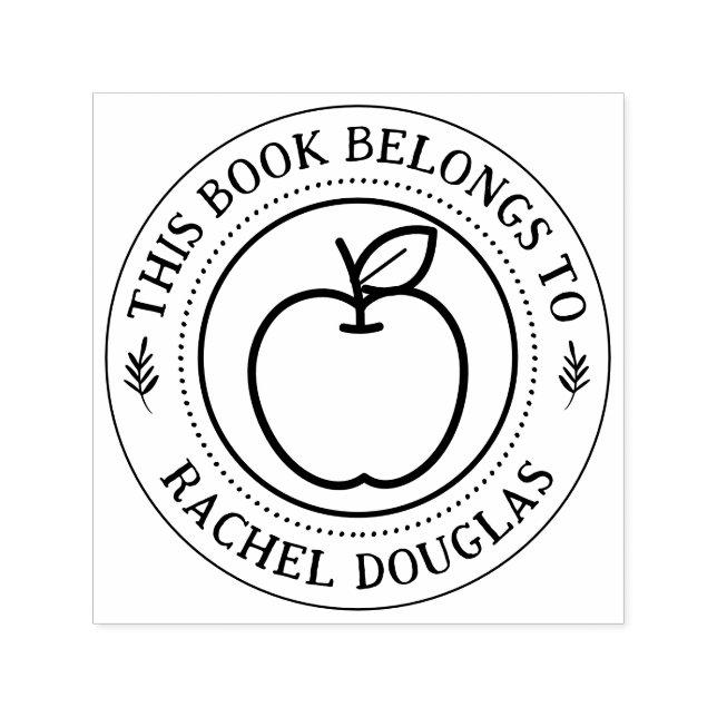 Custom Teacher Book Stamp | Handwritten Apple  (Design)