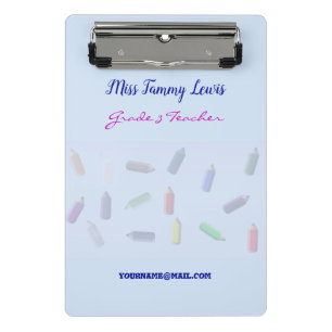 Custom Teacher Colour Pencils Mini Clipboard