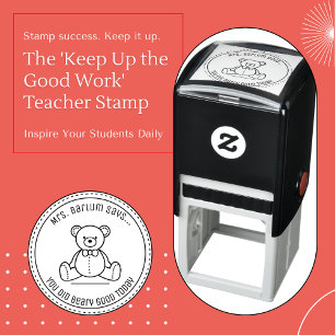 Custom Teacher Compliment Bear Themed Rubber Stamp