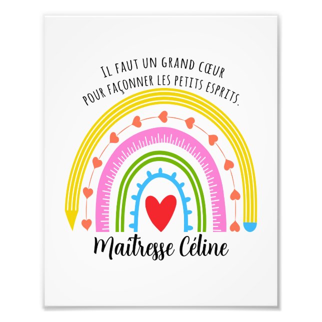 Custom Teacher gift, Thank You Teacher  Photo Print (Front)