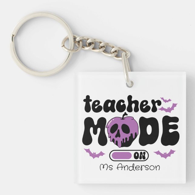 Custom Teacher Halloween Teacher Mode On Key Ring (Front)