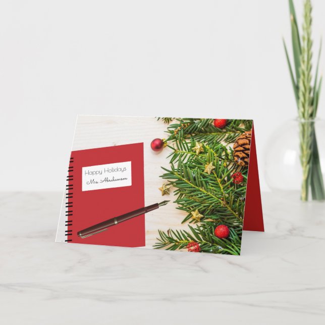 Custom Teacher Holiday w/Notebook Card (Front)