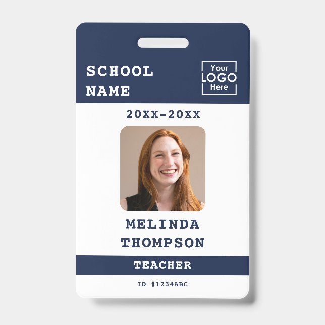 Custom Teacher ID Card School Template Name Photo Badge (Front)