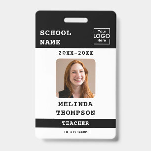 Custom Teacher ID Card School Template Name Photo Badge