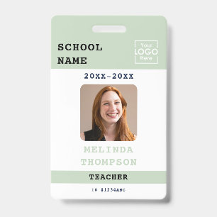 Custom Teacher ID Card School Template Name Photo Badge