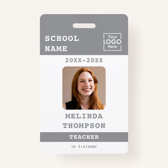 Custom Teacher ID Card School Template Name Photo ID Badge (Front)