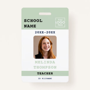 Custom Teacher ID Card School Template Name Photo ID Badge