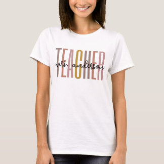 Custom Teacher Last Name Retro Vintage  T-Shirt