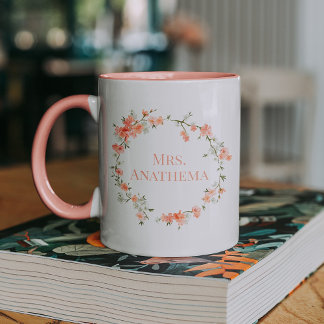 Custom Teacher Mug | Pink Floral Coffee Cup