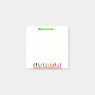 Custom Teacher Name Color Pencils Post-it Notes