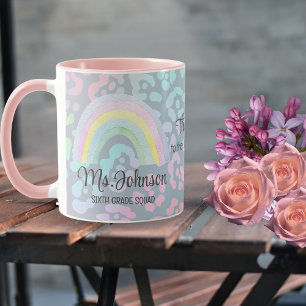 Custom Teacher Name Rainbow Personalised Coffee Mug