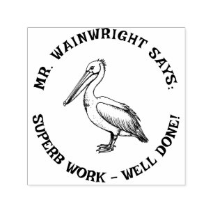 Custom Teacher Pelican Stamp Cute “Superb Work!”