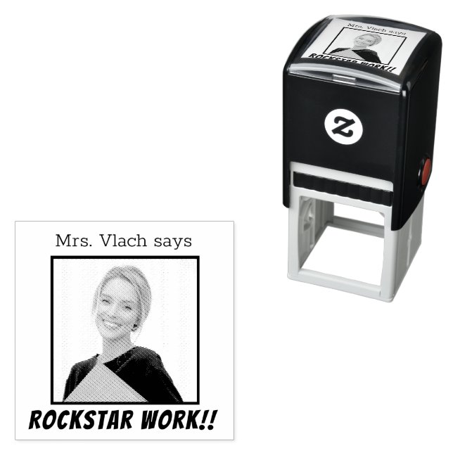 Custom Teacher Photo Rockstar Work Student Teacher Self-inking Stamp (In Situ)
