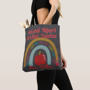 Custom Teacher Rainbow Gift NBCT National Board Tote Bag