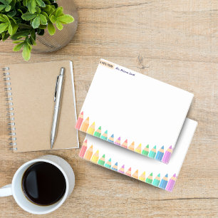 Custom Teacher Sticky Notes – Colourful Pencil