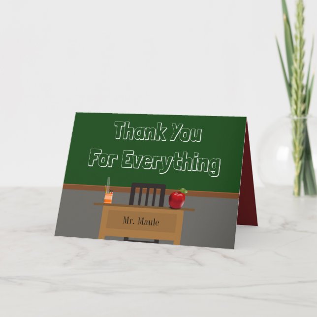 Custom Teacher Thank You Chalkboard Card (Front)