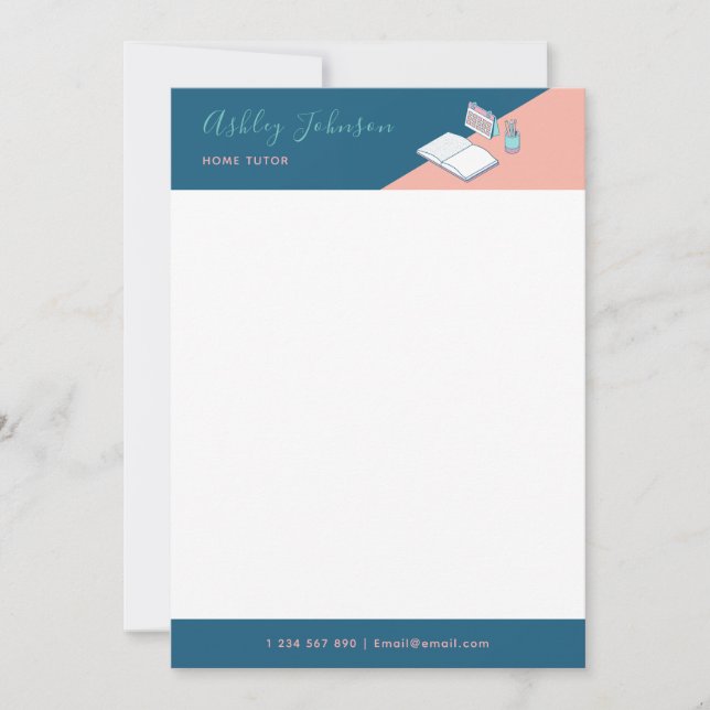 Custom Teacher Tutor Letterhead Template 5x7 (Front)