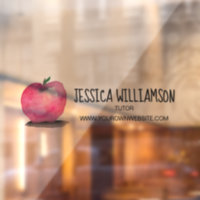Custom Teacher Tutor Sign Watercolor Apple