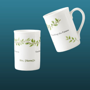 Custom Teaching the Future Green Branch  Bone China Mug