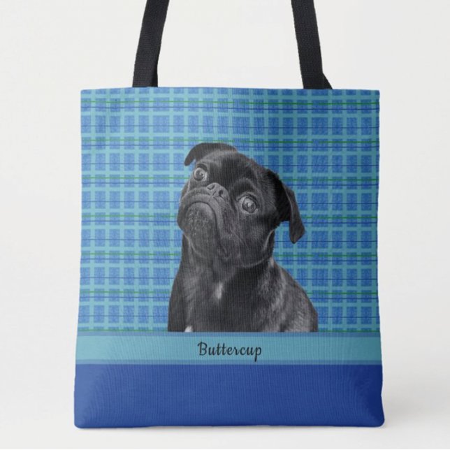 Custom Teal Blue Aqua and Turquoise Dog Photo Tote Bag (Creator Uploaded)