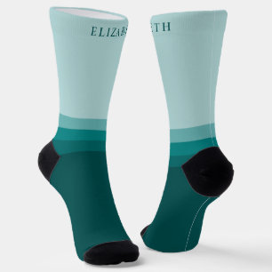 Custom Teal Blue Green Colour Block Socks