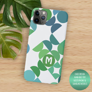 Custom Teal Blue Shamrock Green Retro Art Pattern Case-Mate iPhone Case