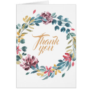 Custom Teal & Burgundy Floral Wreath Thank you