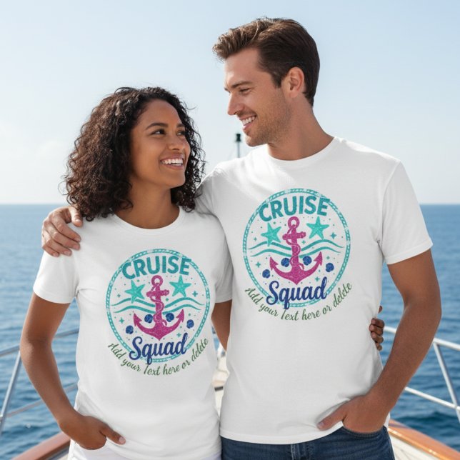 Custom Teal Cruise Squad Group Vacation T-Shirt (Creator Uploaded)
