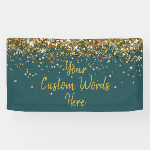 Custom Teal Gem and Gold Customised Birthday Party Banner