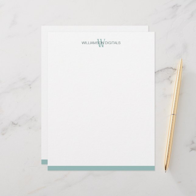 Custom Teal Letterhead (Front/Back In Situ)