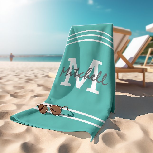 Custom Teal Name Beach Towel (Creator Uploaded)