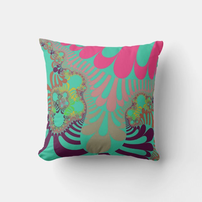 Custom Teal Pastel Mod Throw Pillow (Front)