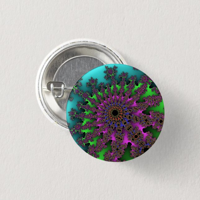 Custom Teal Purple Burst Small Button (Front & Back)