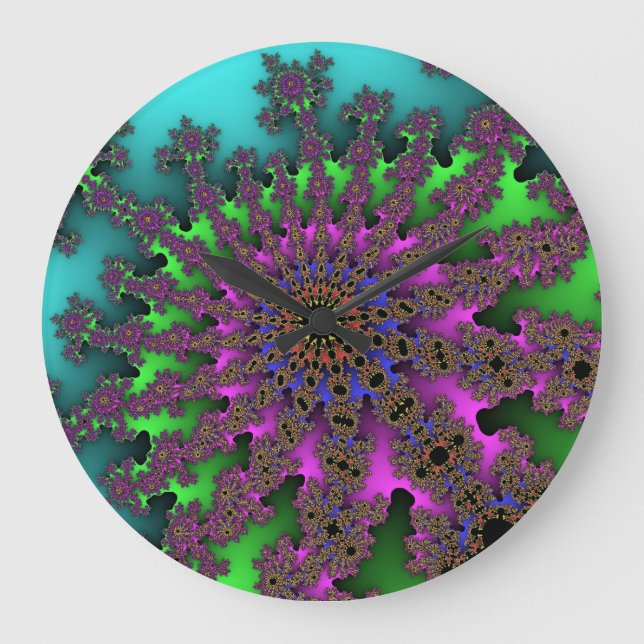 Custom Teal Purple Burst Wall Clock (Front)