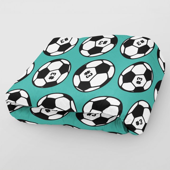 Custom Teal Soccer Ball Pattern Fleece Blanket (Creator Uploaded)