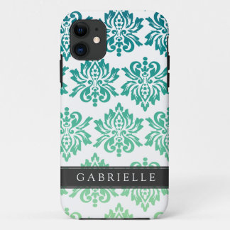 Custom Teal Turquoise Damask Case-Mate iPhone Case