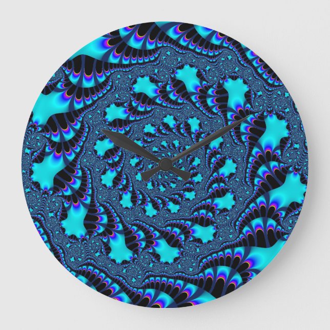 Custom Teal Whirlpool Spiral Wall Clock (Front)