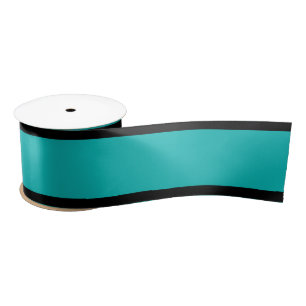 Custom Teal with Black Edging Gift Wrapping Satin Ribbon