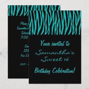 Custom Teal Zebra Invitation