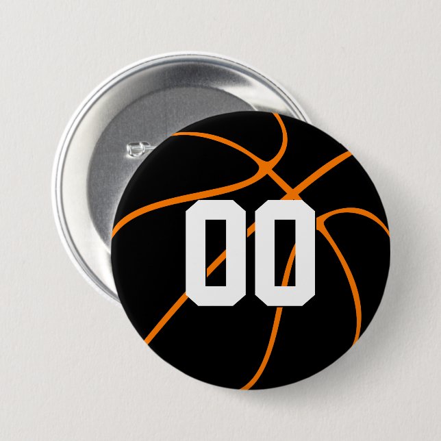 Custom Team Colour and Numbers/Letters Basketball 7.5 Cm Round Badge (Front & Back)