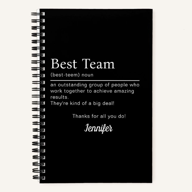 Custom Team Corporate Staff Appreciation Employee Notebook (Front)