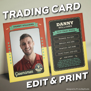 Custom Team Groom Trading Card, Groomsmen Gifts Calling Card